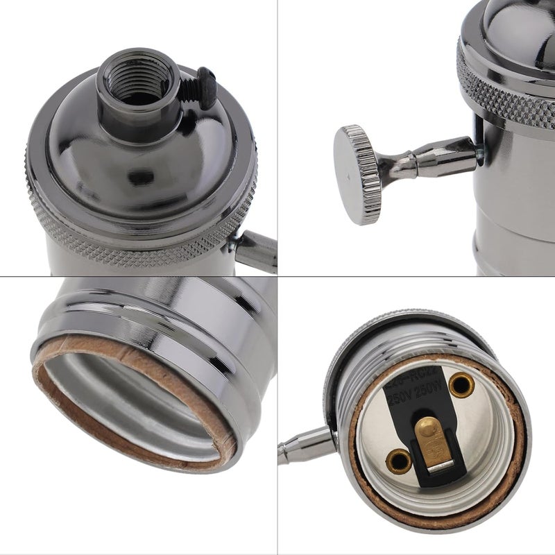 RTNLIT Black Lamp Socket, Vintage Edison E26/E27 Bulb Light Socket with On/Off Knob Switch - Image 4